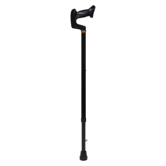 Canne en aluminium avec pic à glace rétractable – poignée orthopédique en plastique – noire | FORMEDICA