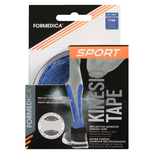 Bande kinesio adhésive avec motif réfléchissant – bleue – 2″ × 16′ | FORMEDICA