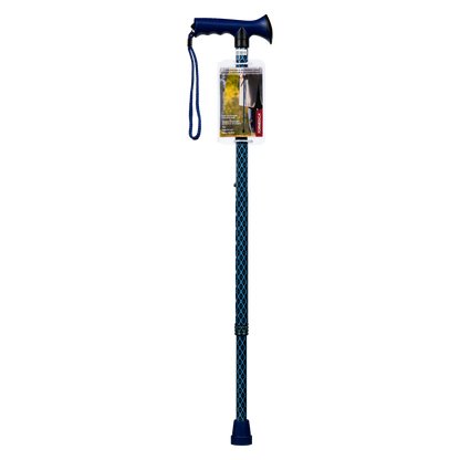 Canne en aluminium ajustable – poignée consort en bois avec courroie – bleue | FORMEDICA