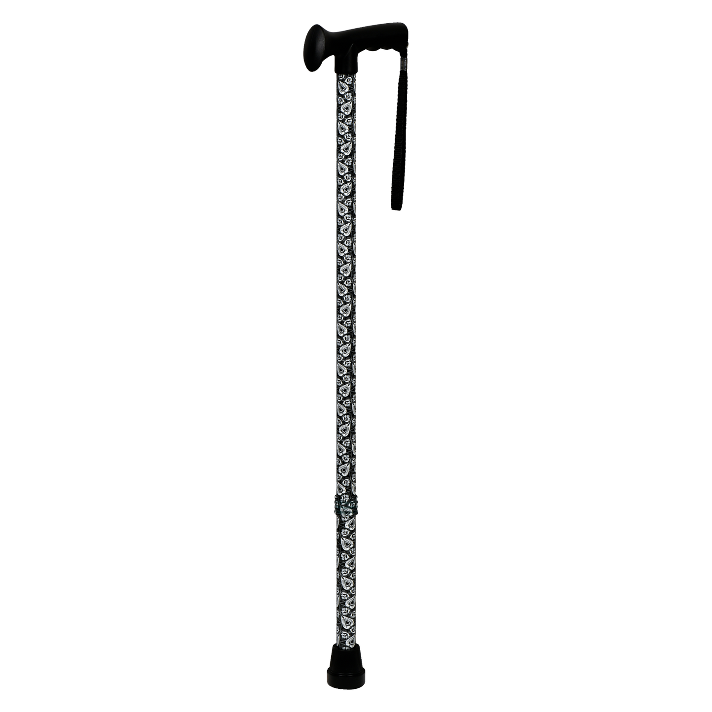 Canne en aluminium ajustable – poignée consort avec courroie – noire | FORMEDICA