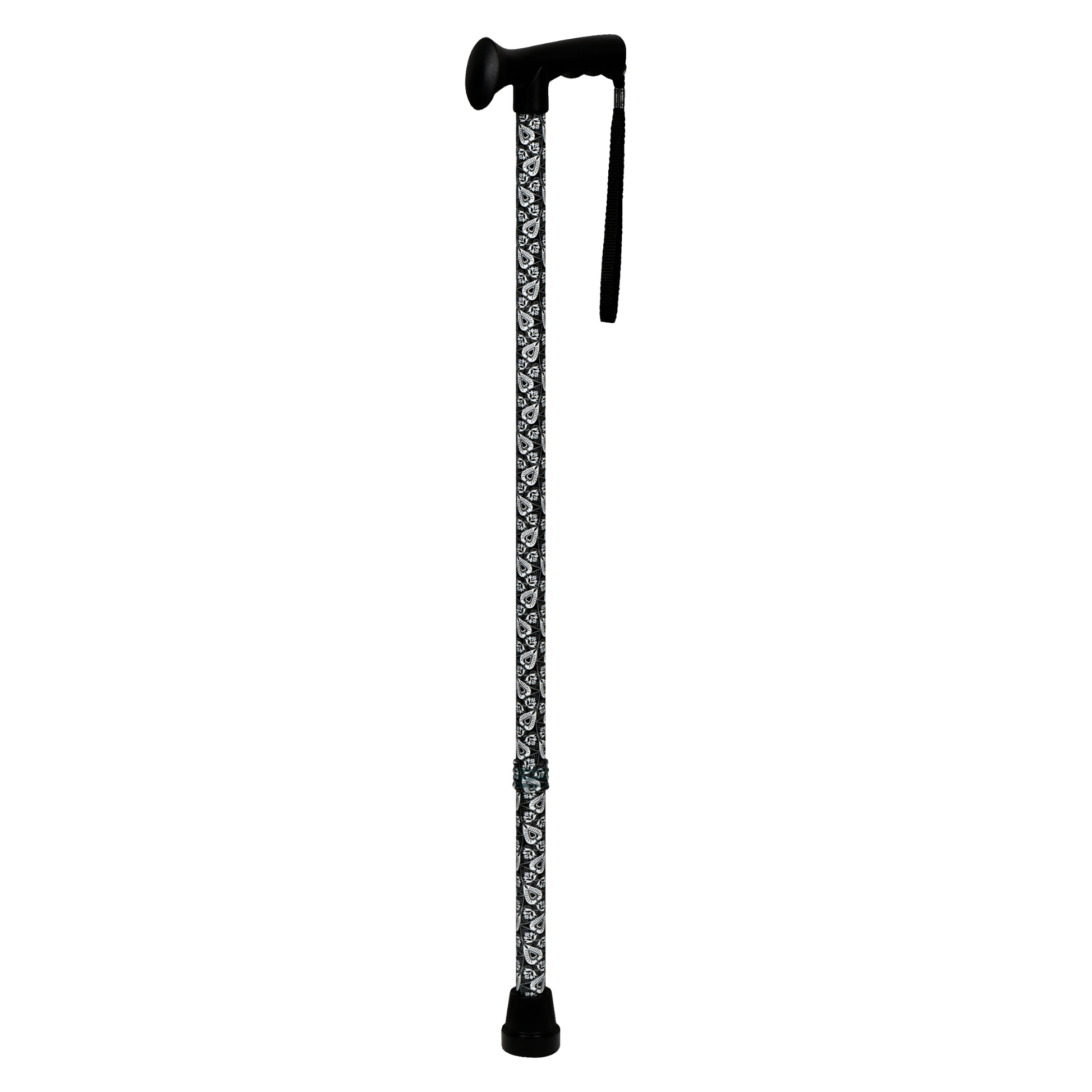Canne en aluminium ajustable – poignée consort avec courroie – noire | FORMEDICA