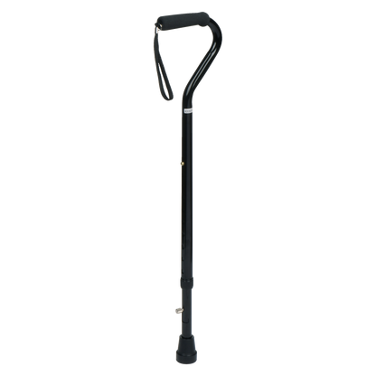 Canne en aluminium ajustable avec pic à glace rétractable – poignée désaxée en mousse brune – noire | FORMEDICA