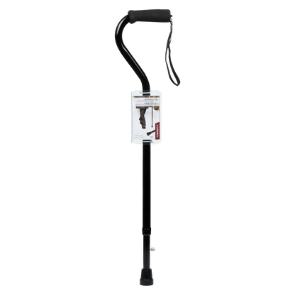 Canne en aluminium ajustable avec pic à glace rétractable – poignée désaxée en mousse brune – noire | FORMEDICA