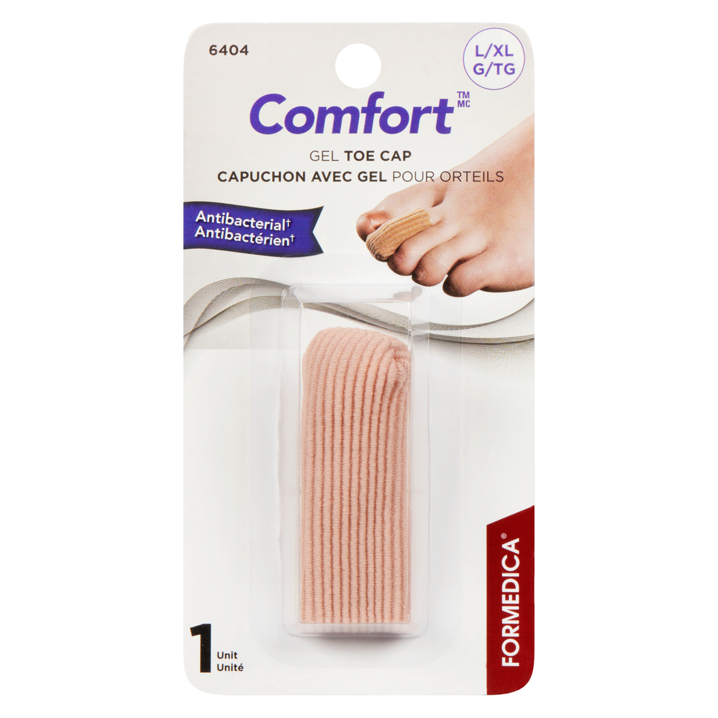 Capuchon de gel antibactérien pour orteil – G/TG | COMFORT