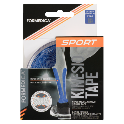 Bande kinesio adhésive avec motif réfléchissant – bleue – 2″ × 16′ | FORMEDICA