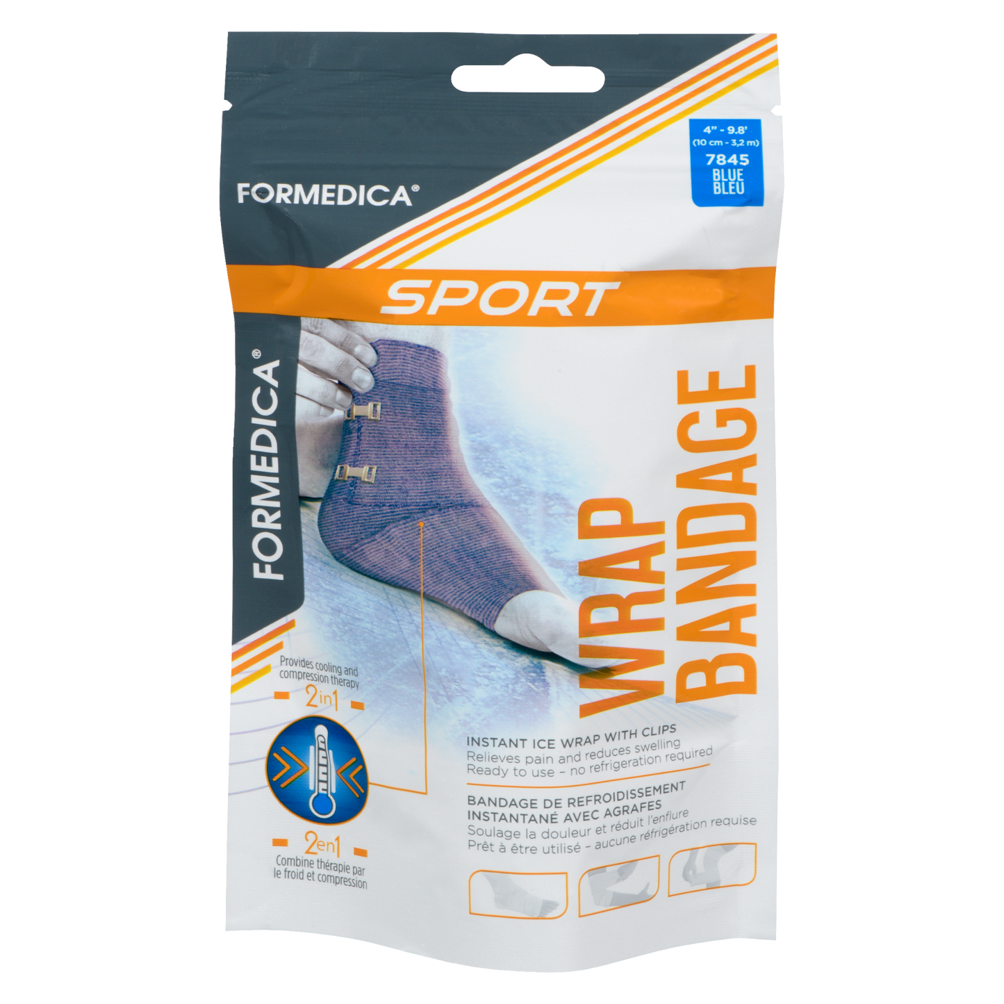 Bandage de refroidissement instantané avec agrafes – bleu – 10 cm × 3.2 m | FORMEDICA SPORT