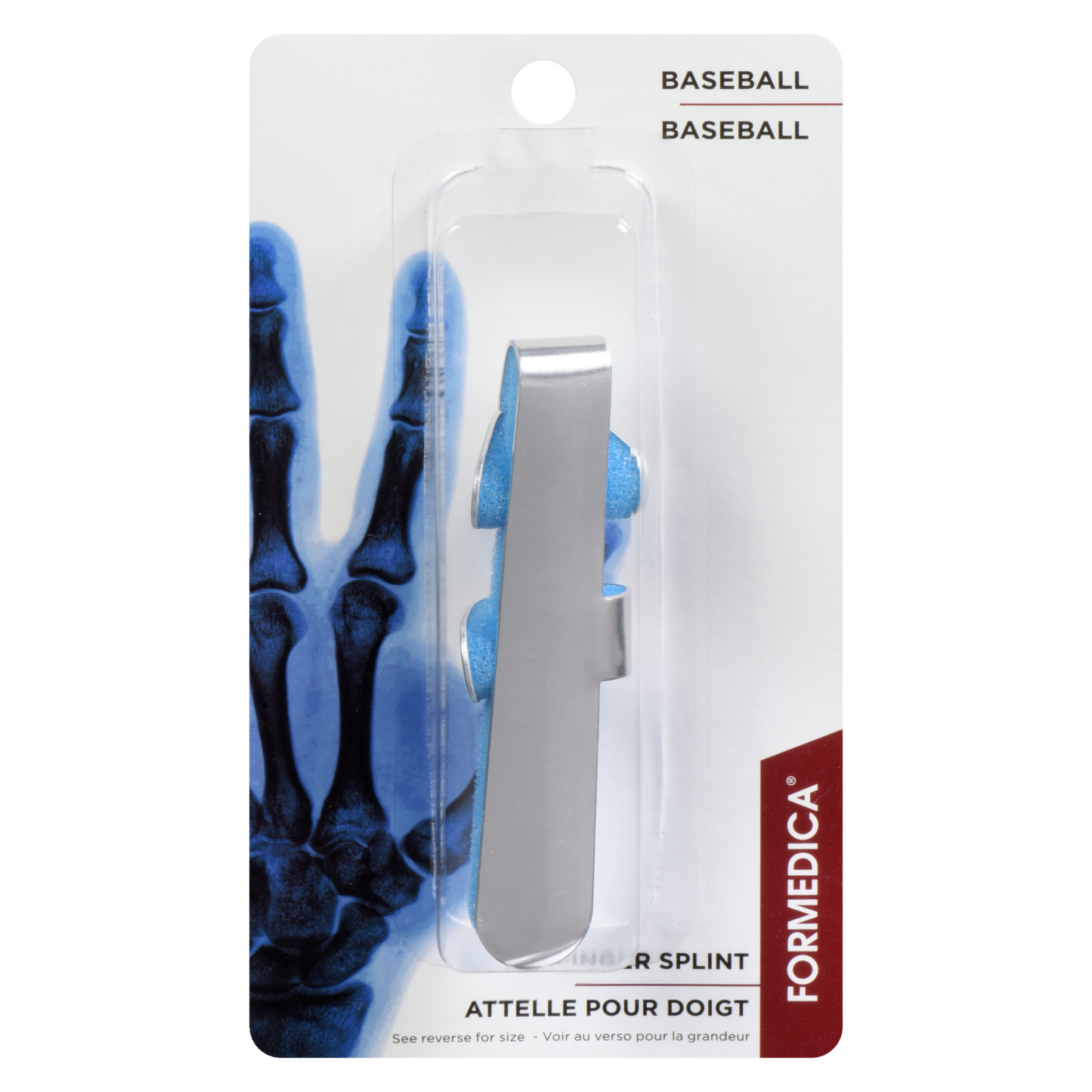 Attelle pour doigt en aluminium – modèle baseball – 14,7 cm – M | FORMEDIPRO