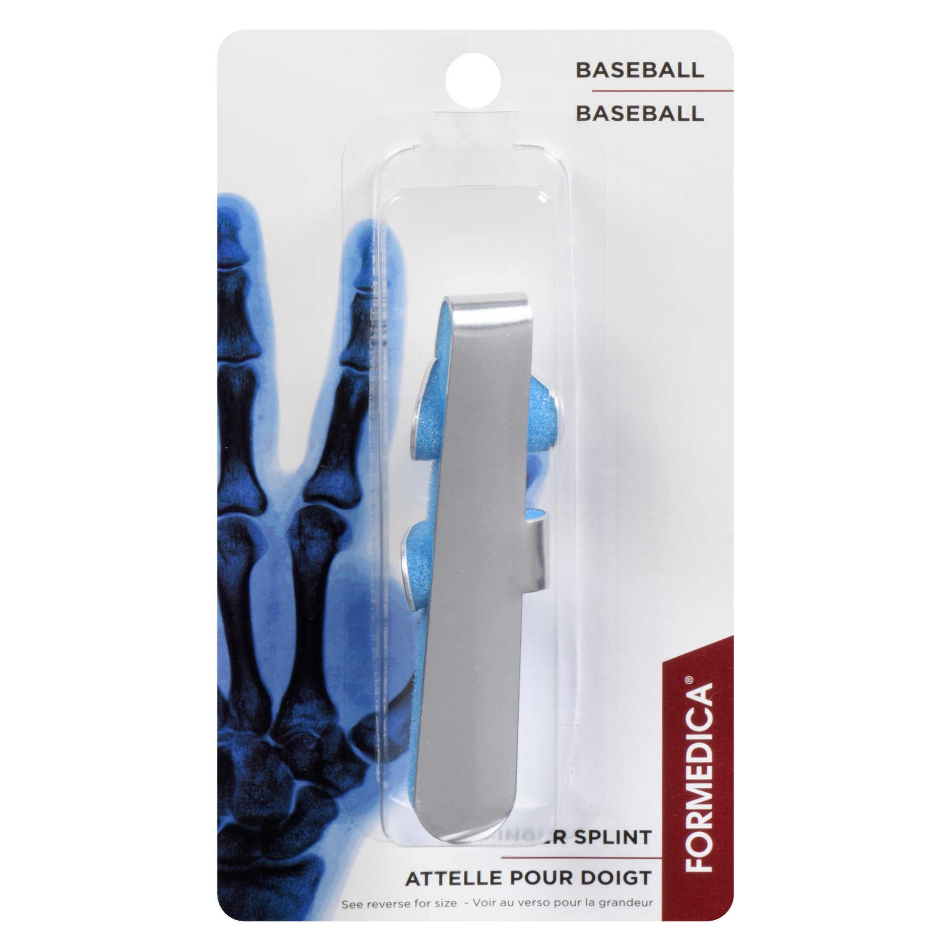 Attelle pour doigt en aluminium – modèle baseball – 14,7 cm – M | FORMEDIPRO